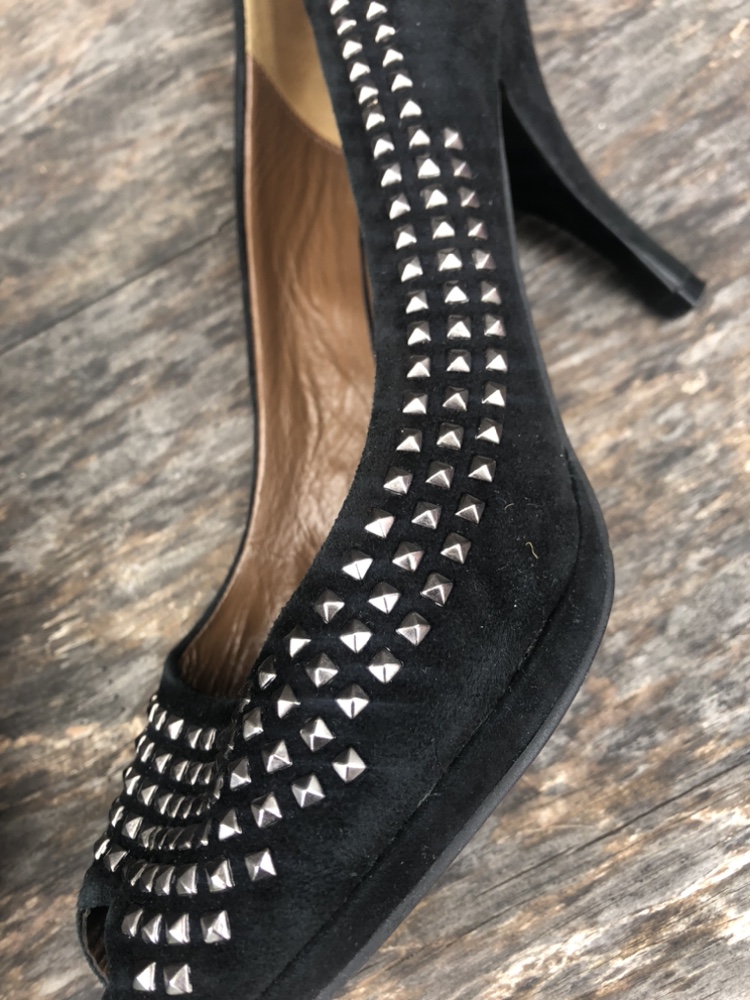 ZARA Woman Silver Studded Black High Heel Pump Dress Shoe image indicator(7)