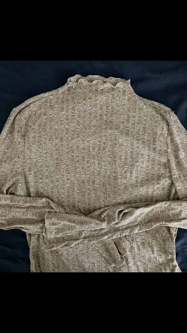 Shein Women’s Lettuce Trim Rib Knit Bodysuit Size XL 🤎🩶 image indicator(4)