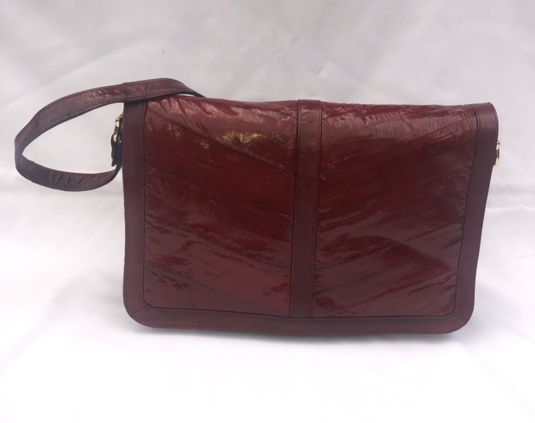 Eel Skin Purse Burgundy Red Shoulder Crossbody image indicator(10)