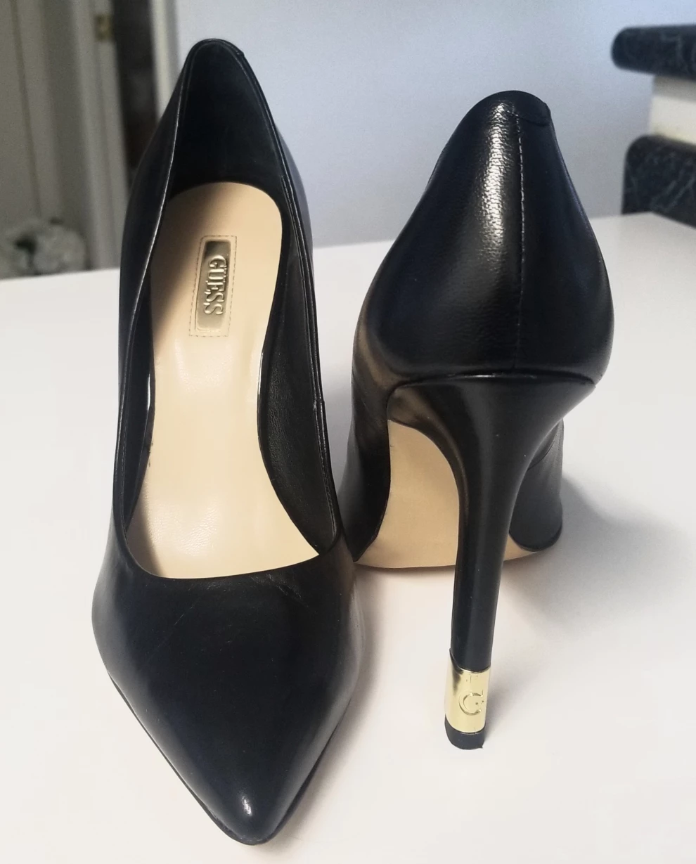 GUESS Stilettos High Heel Black Shoes w/ Gold Tip - size 6 image indicator(2)