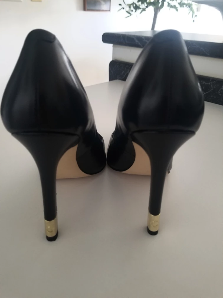 GUESS Stilettos High Heel Black Shoes w/ Gold Tip - size 6 image indicator(3)