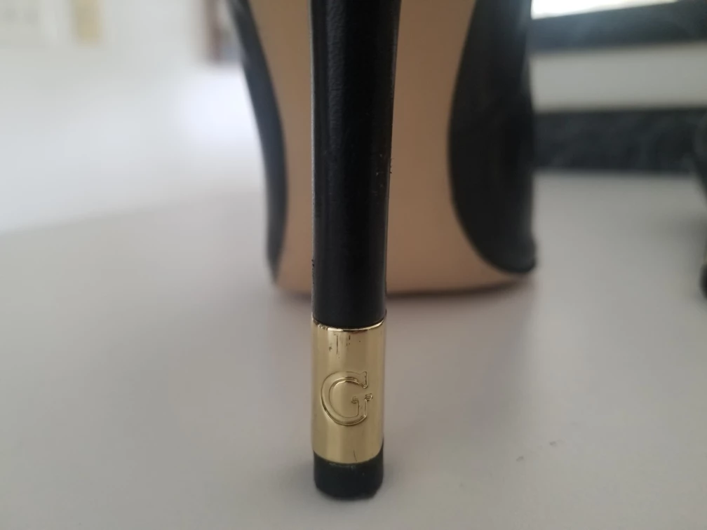 GUESS Stilettos High Heel Black Shoes w/ Gold Tip - size 6 image indicator(6)