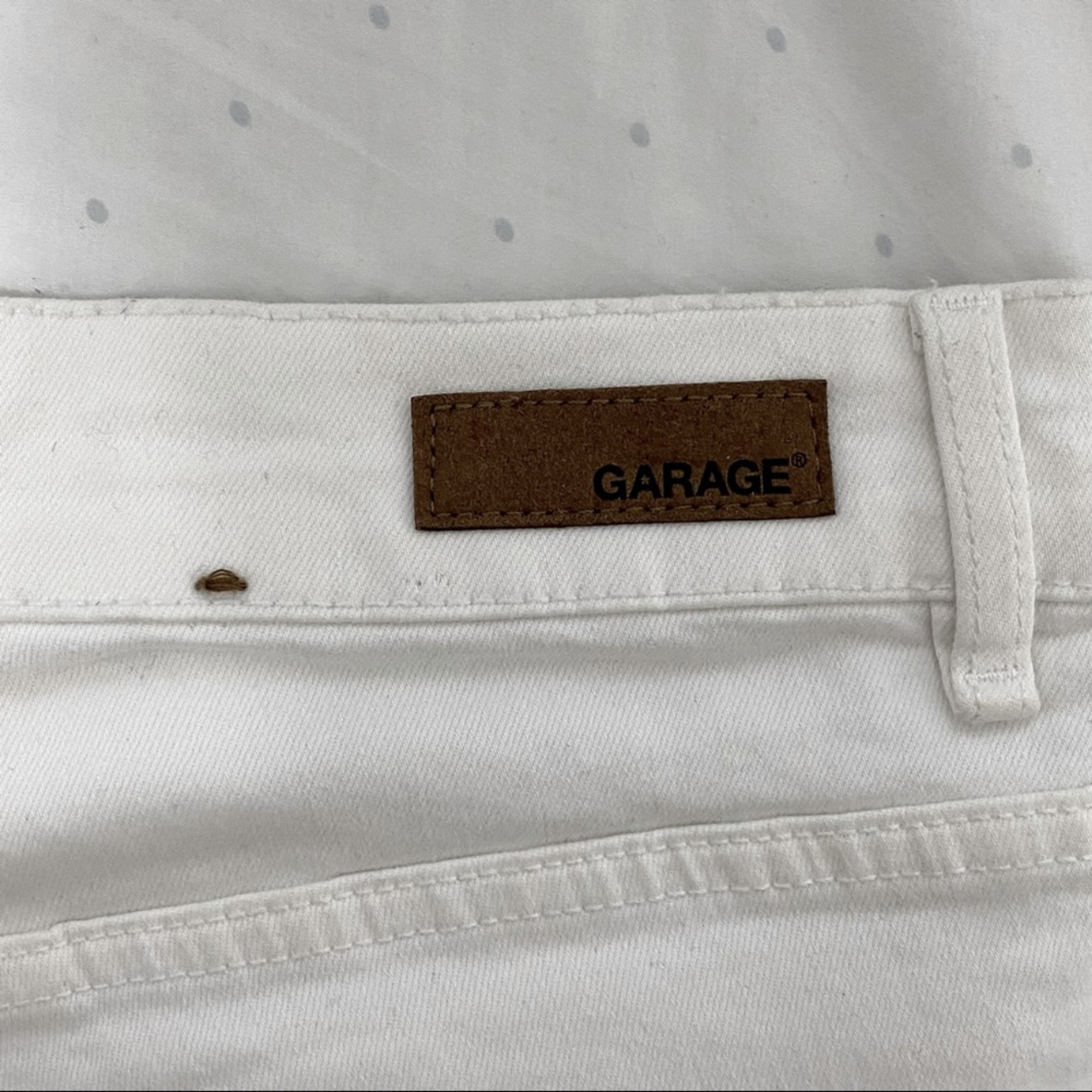 Garage white high waisted distressed denim shorts image indicator(4)