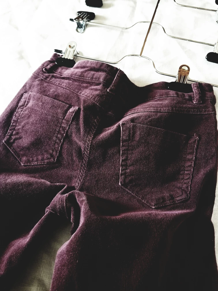 Dark Mauve Thin Corduroy Slim Fit Pants image indicator(5)