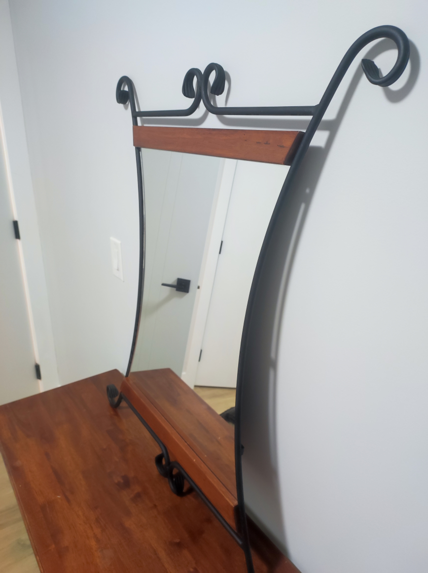 Premium High End Iron and wood mirror with table