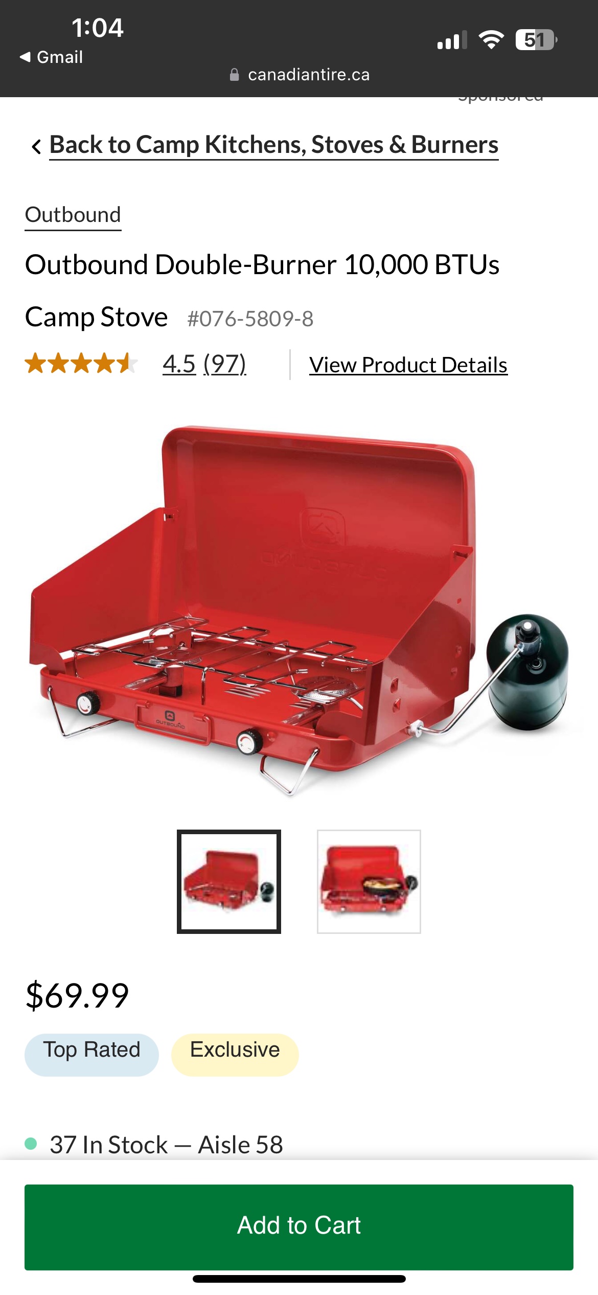 Double burner camping stove