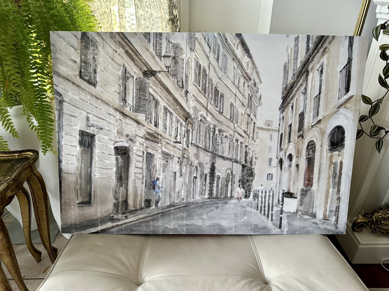 Beautiful European City Streetscape Canvas Wrapped Art thumbnail