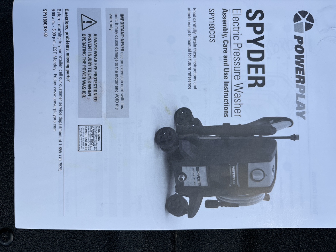 SPYDER Pressure washer.