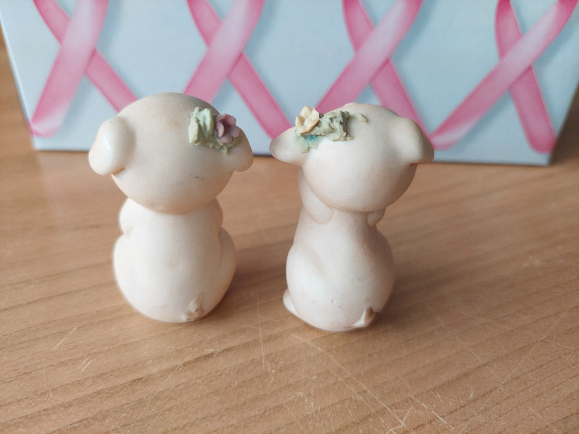 Vintage 90s pig figurine set of 2 home decor collection - photo 2