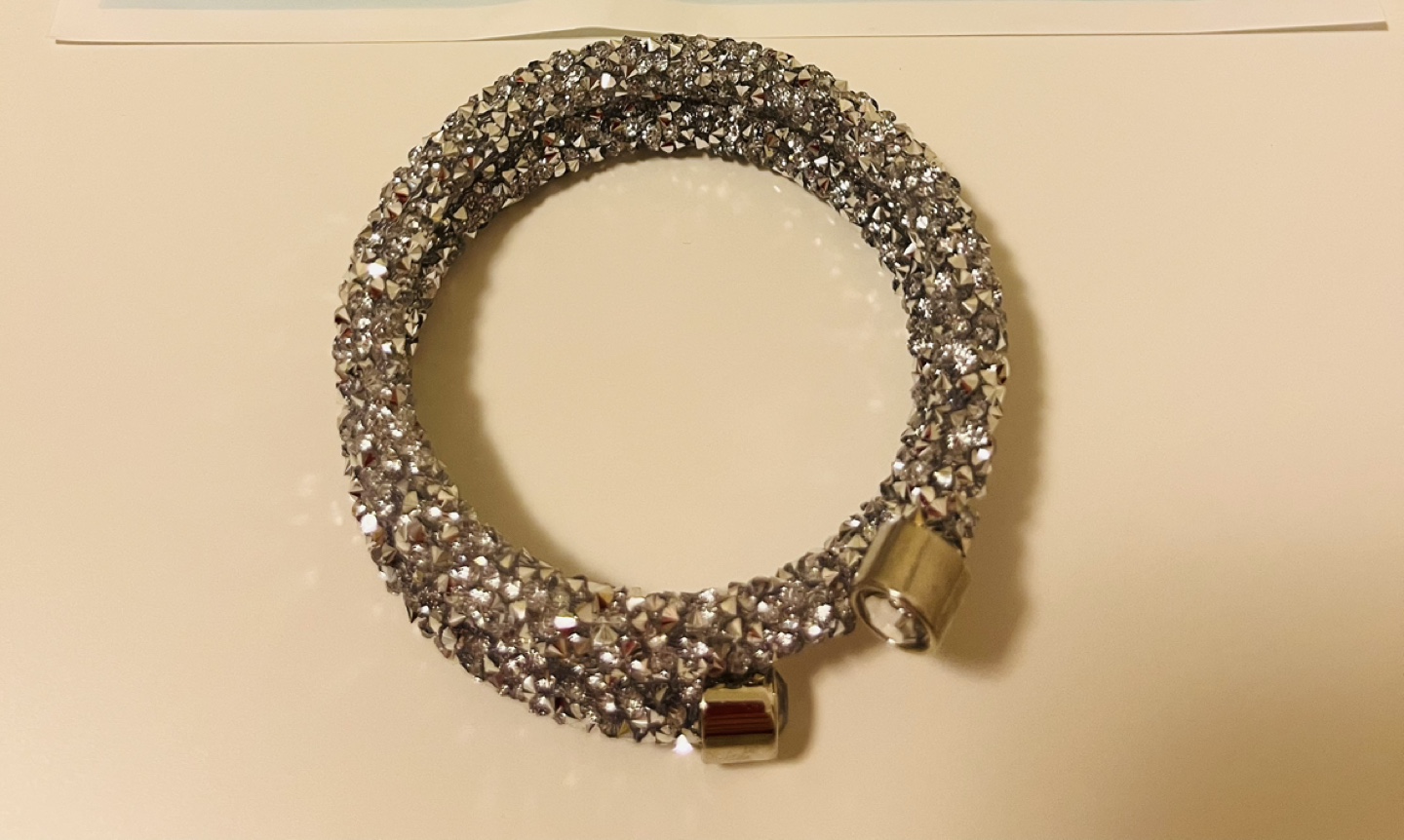 Silver Double Crystal Two Laps Wrap Bracelet thumbnail