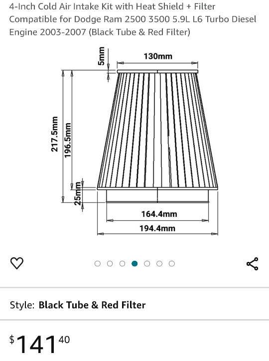 RAM Air Intake kit for sale image indicator(6)