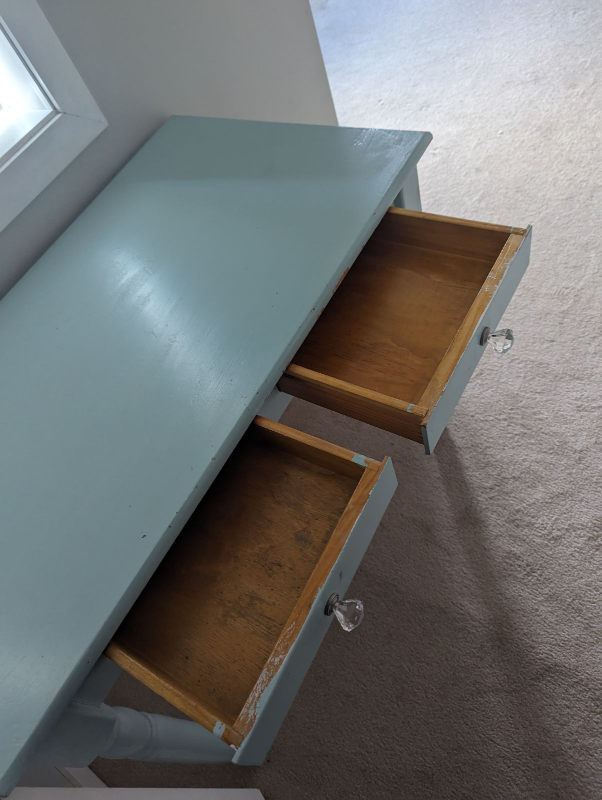 Cute Distressed Blue Desk and Desk Chair - photo 2
