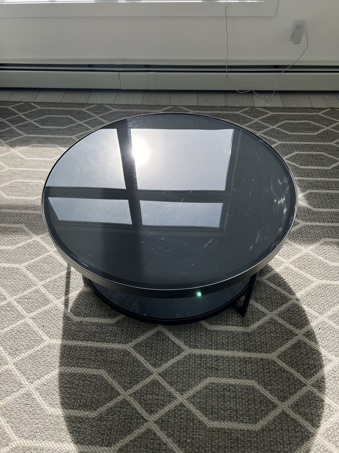 Ikea FRÖTORP Black Round Coffee Table (steel and Glass) for Sale - photo 3
