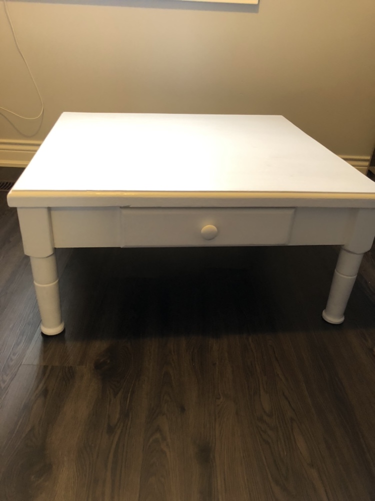Square painted solid wood coffee table