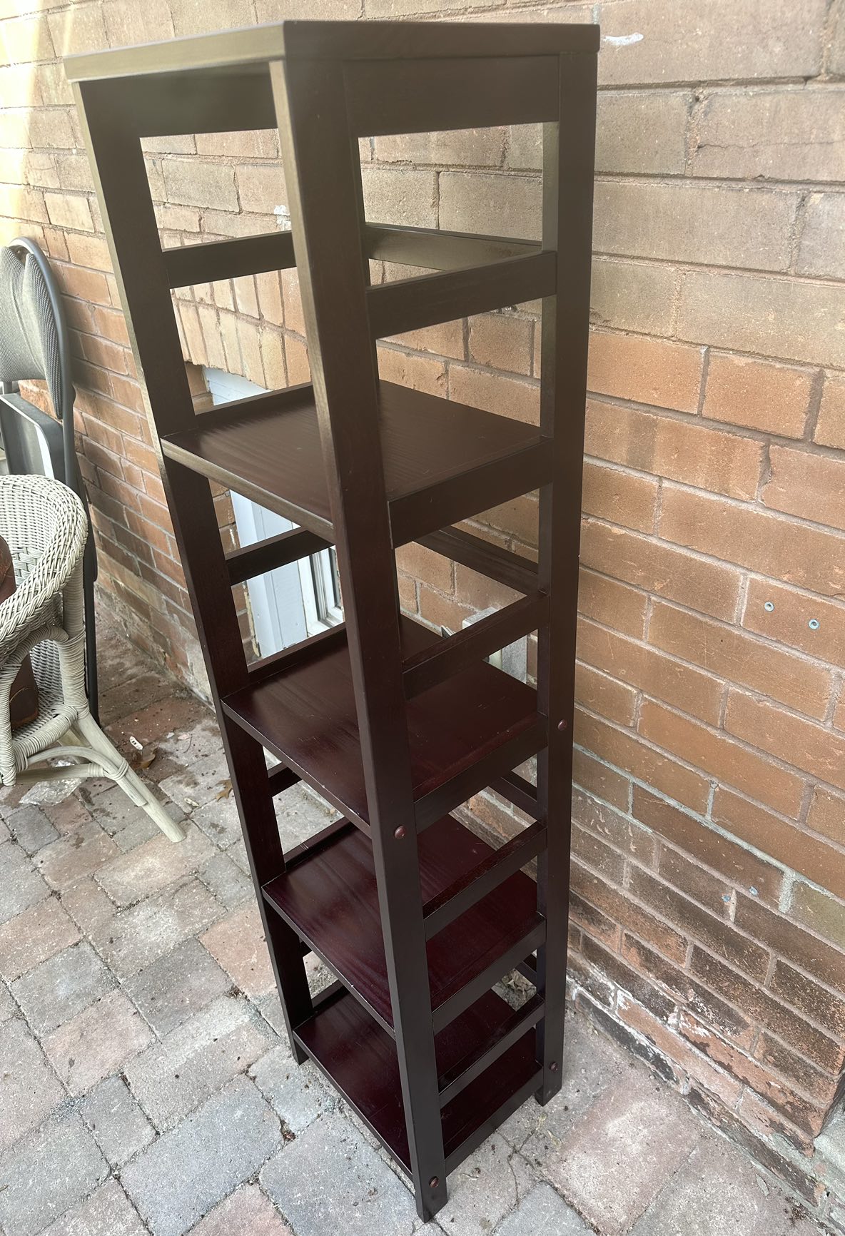 Dark brown wooden bookshelf image indicator(3)