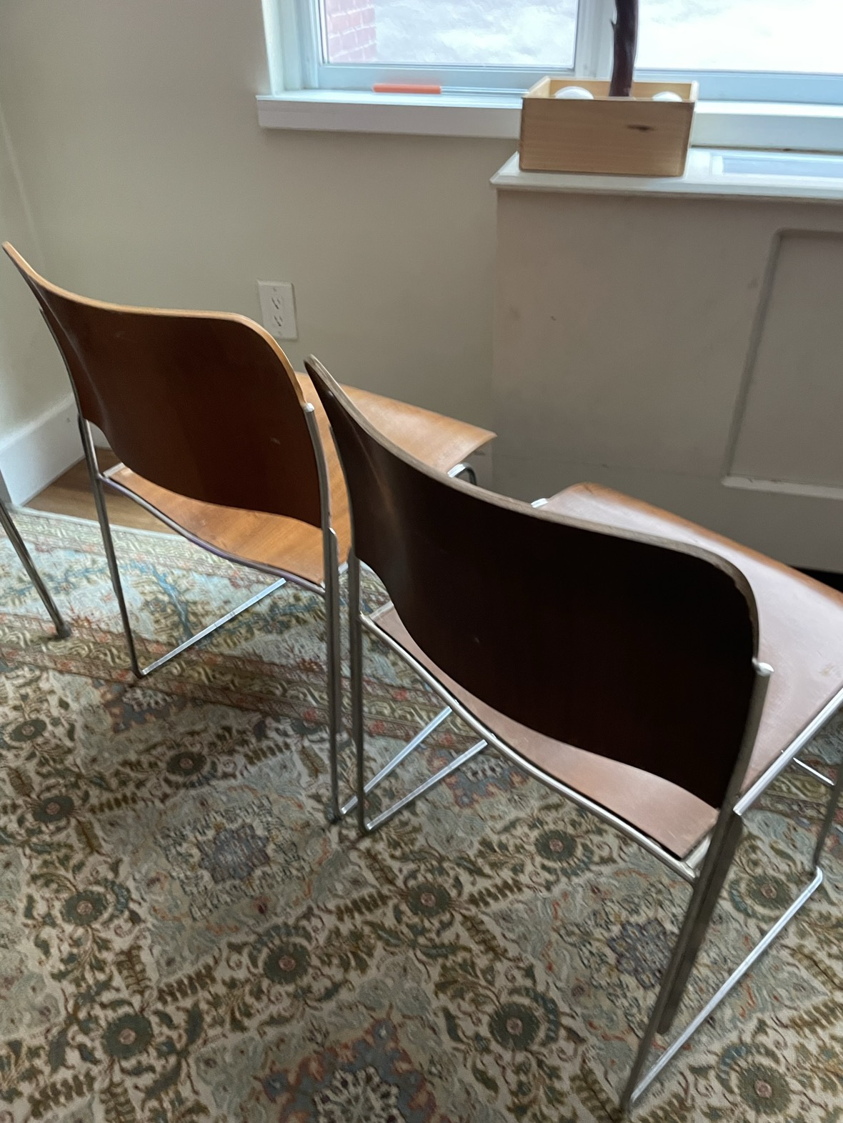 David Rowland 40/4 Vintage Mid Century Wood Chrom Chairs - photo 5