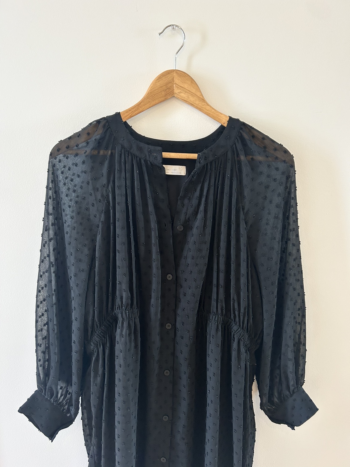 OAK + FORT Black Minimalist Loose Fit Button Down Midi Dress - photo 2