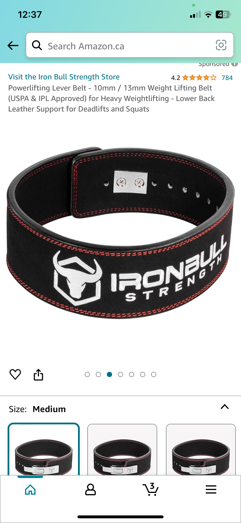 Weightlifting/ powerlifting belt size M
