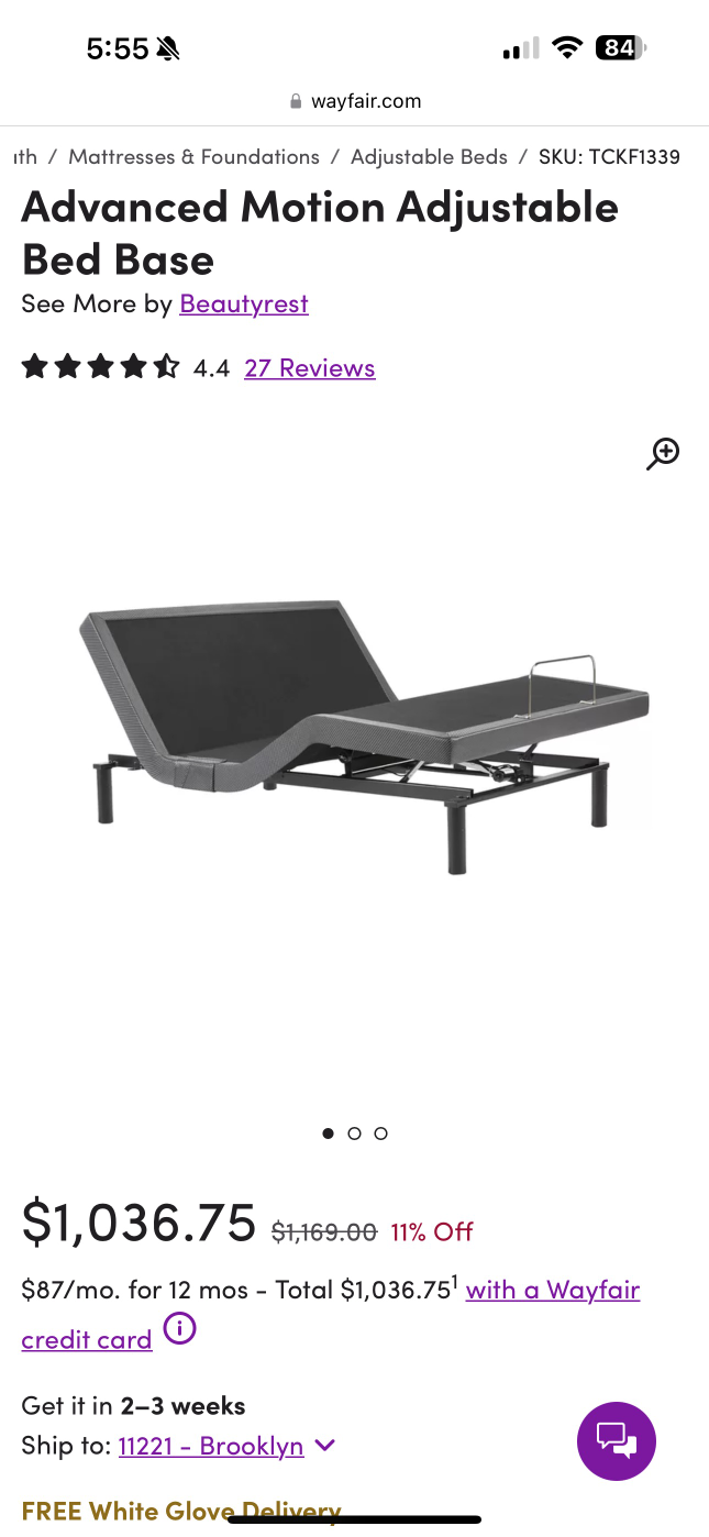 Hollywood Loft Vegan Leather Standard Smartmotion Base - photo 2