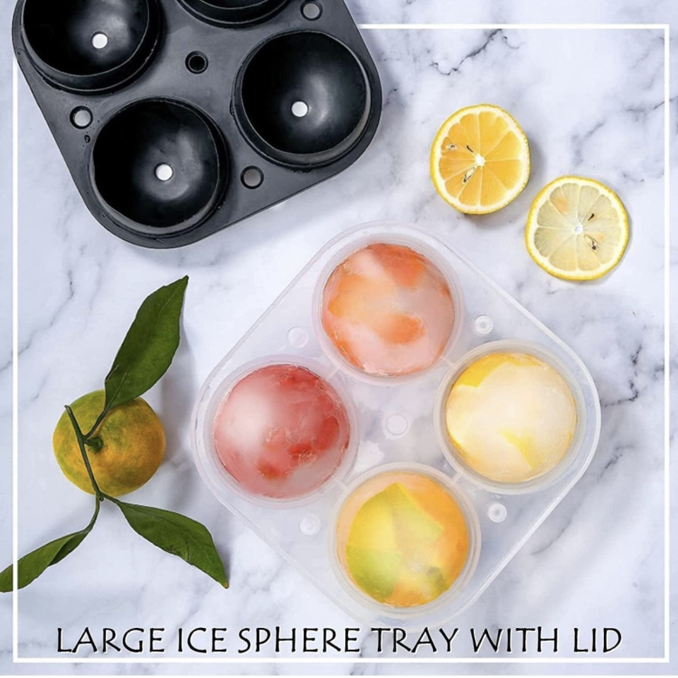 Silicone Ice Ball Maker Sphere Large Ice Cube Tray with Lids image indicator(8)