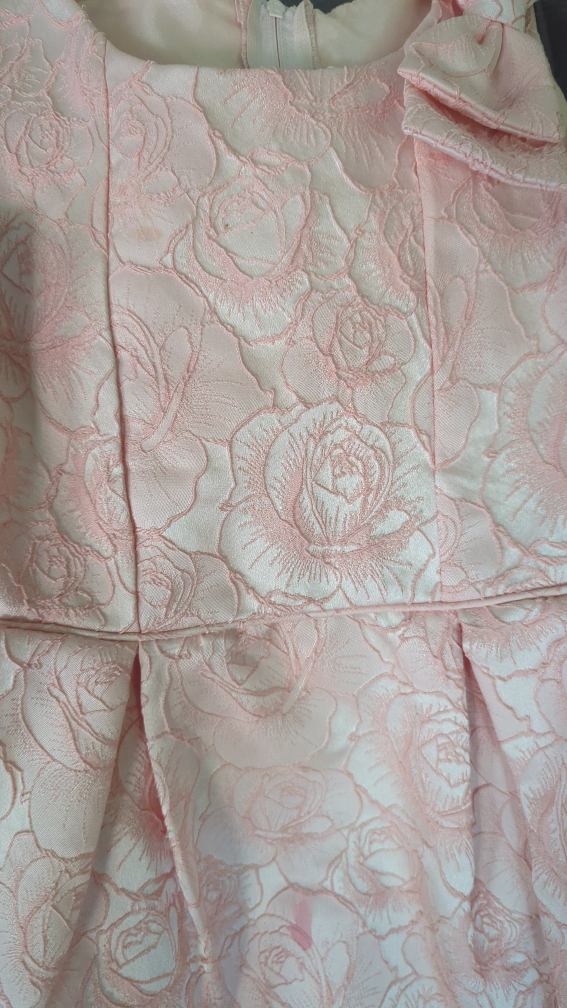 Baby princess brocade coral pink dress image indicator(3)