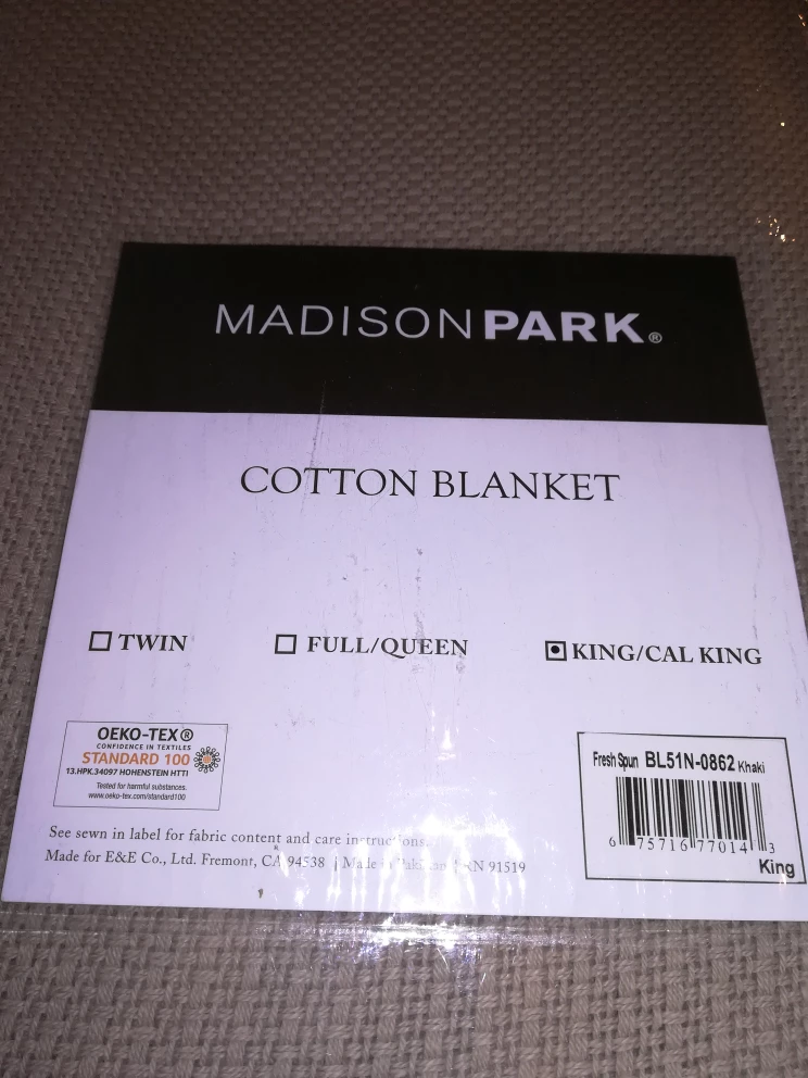 NEW Cotton Blanket, King size, Khaki/Dark Beige image indicator(4)