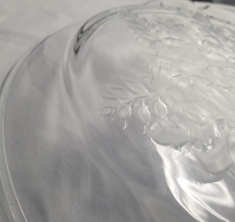 Gorgeous 13.5" Carved Frosted Floral Platter, French Country image indicator(4)