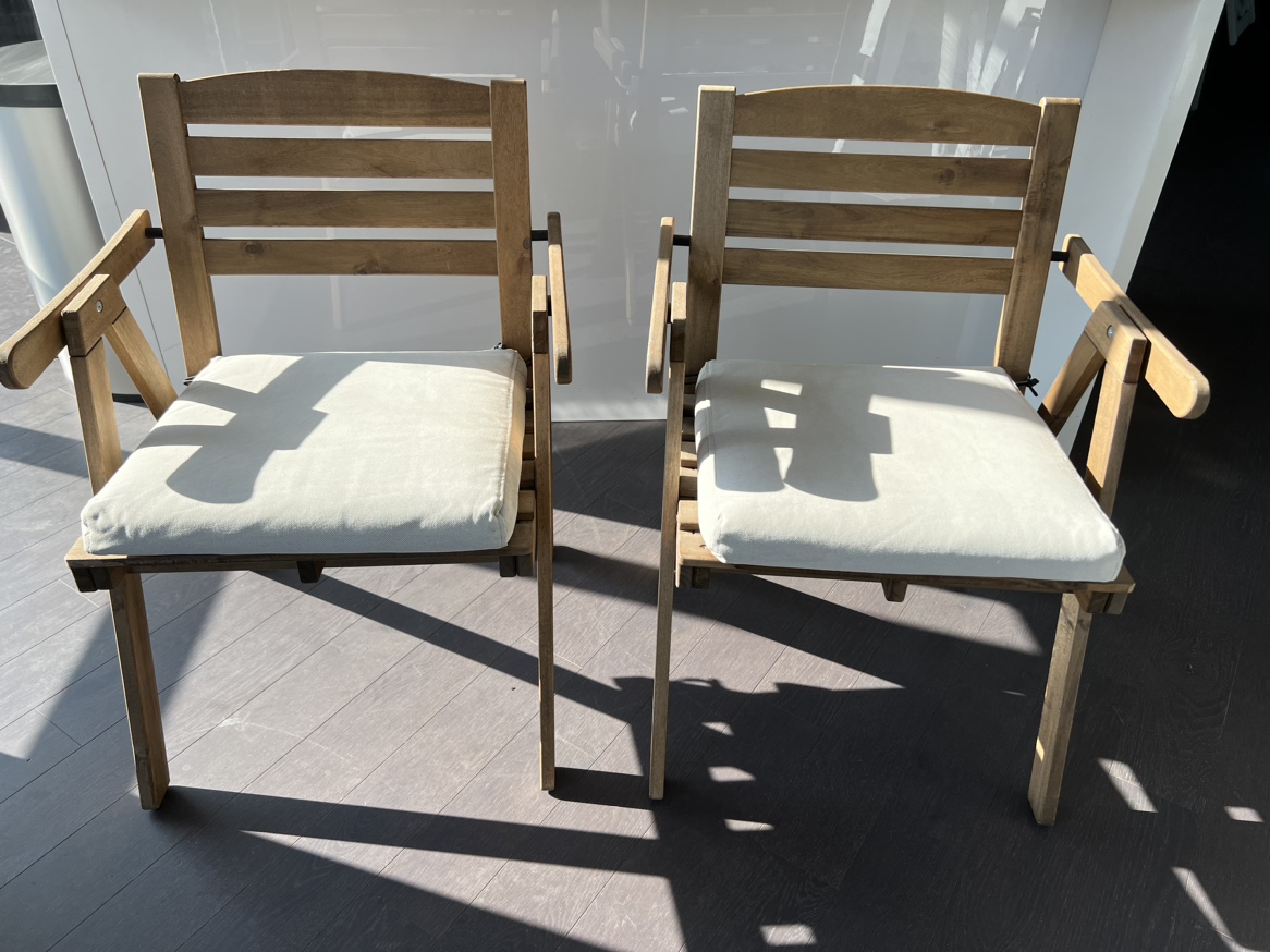 Pair of IKEA Falholmen outdoor armchairs with cushions - photo 3