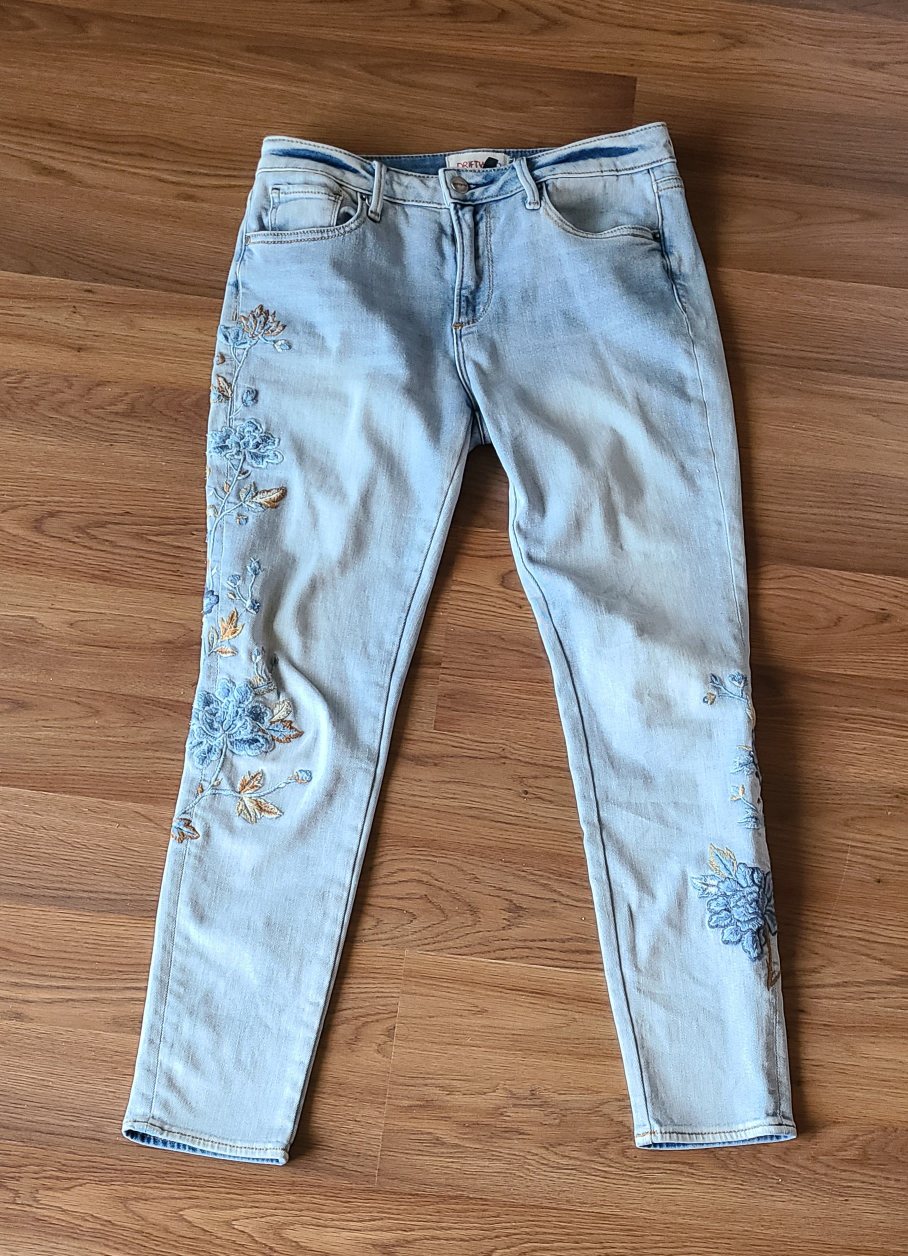 Driftwood Jackie Light wash embroidered skinny jeans sz 30 L 28 - photo 2