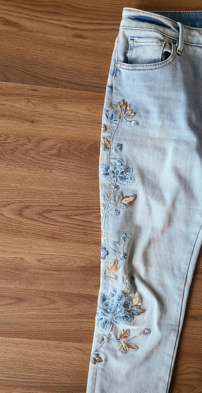Driftwood Jackie Light wash embroidered skinny jeans sz 30 L 28 - photo 3