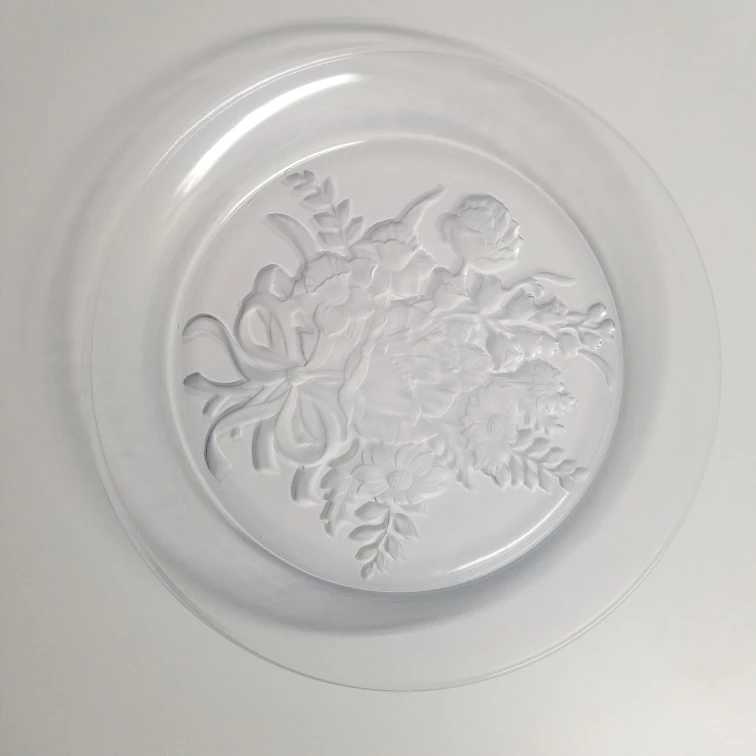 Gorgeous 13.5" Carved Frosted Floral Platter, French Country thumbnail
