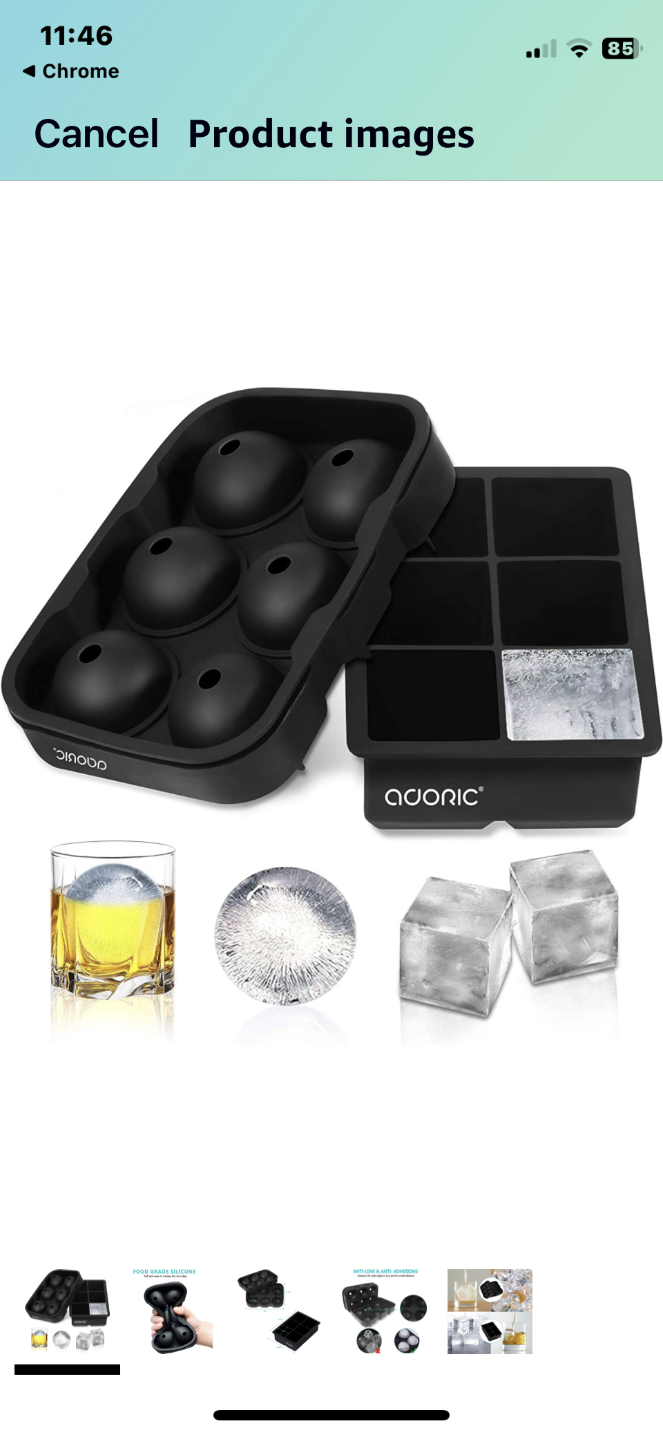 Ice Cube Trays Silicone Set of 2, Sphere and round image indicator(4)