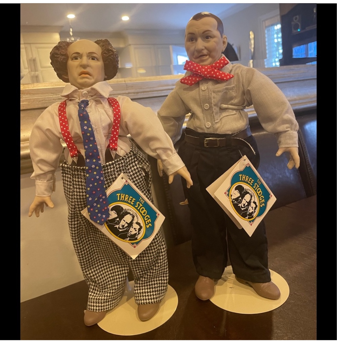 VINTAGE 1988 THREE STOOGES DOLLS 14" WITH TAGS - CURLY AND LARRY