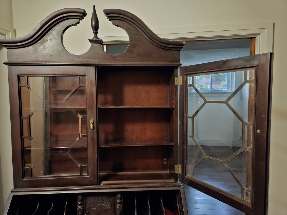 Antique desk w/ display cabinet and drawers image indicator(2)