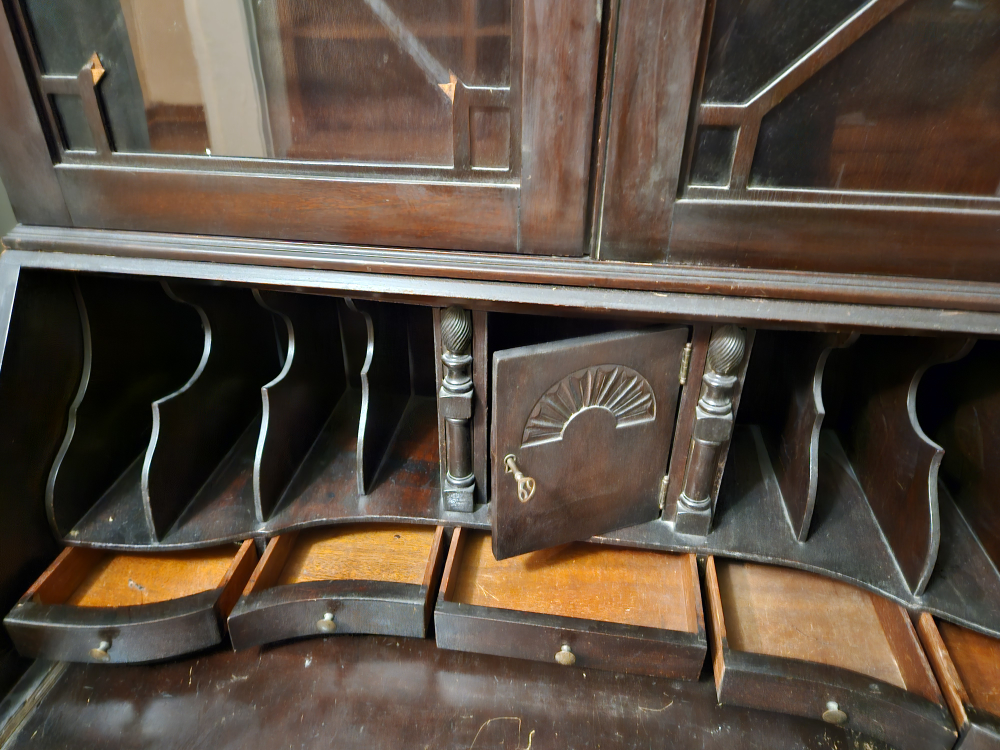 Antique desk w/ display cabinet and drawers image indicator(5)