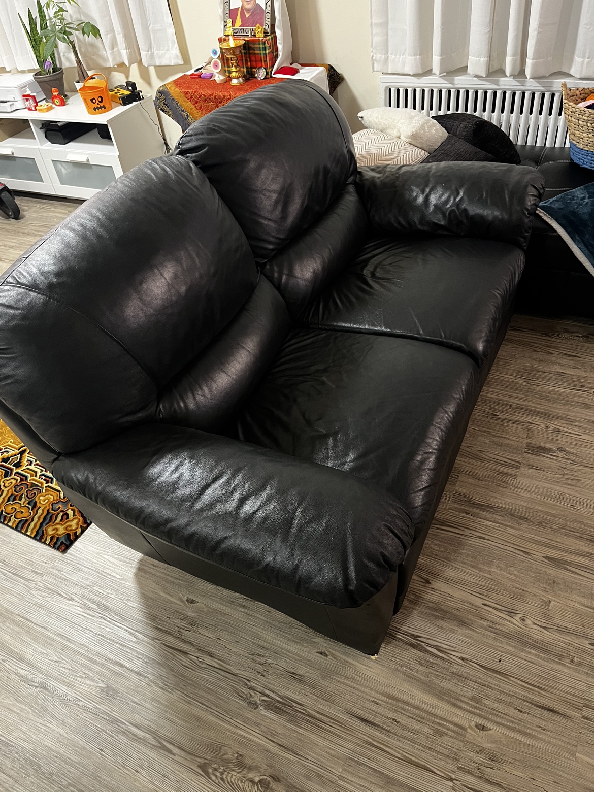 Recliner Sofa (Black Leather)