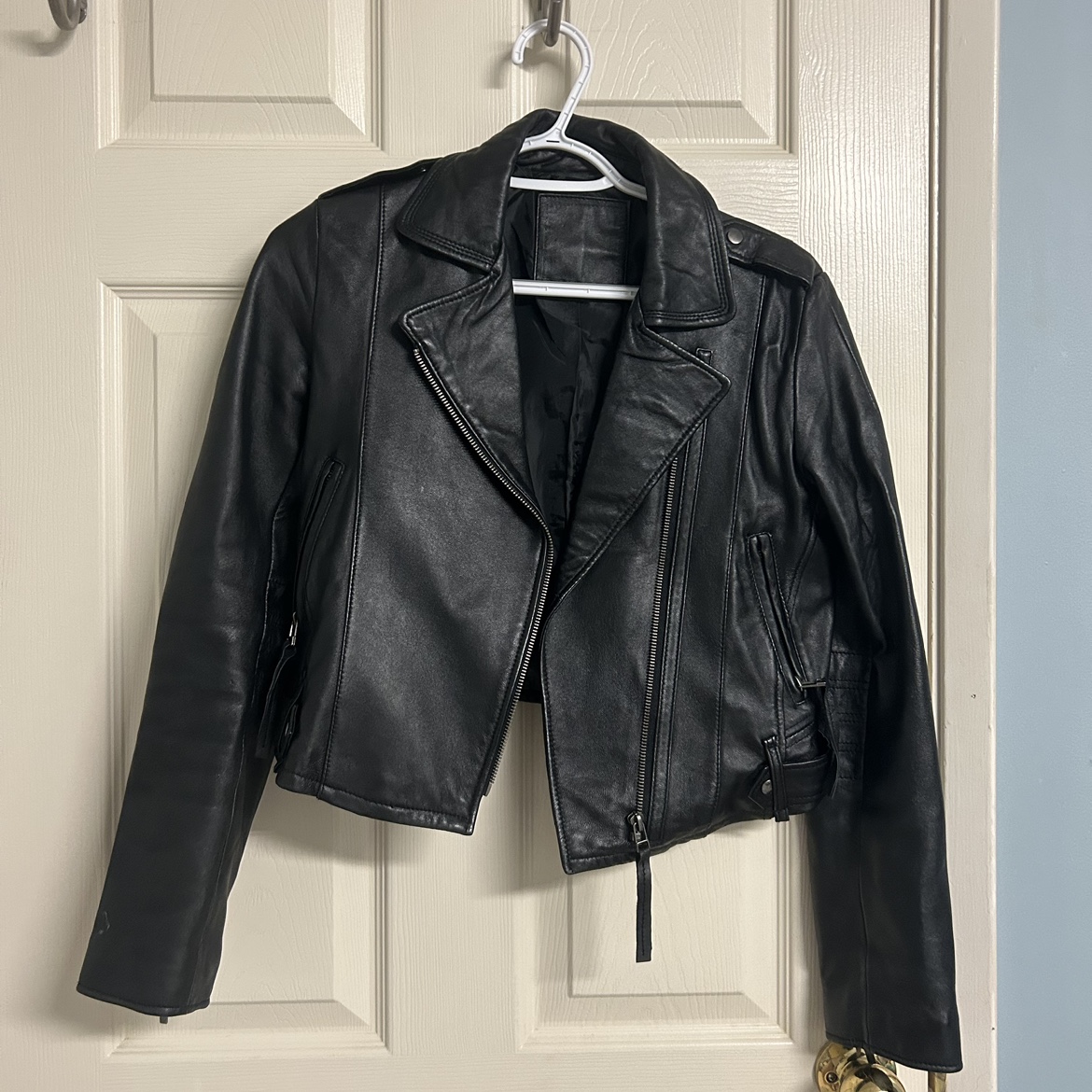 Sheepskin leather riders jacket
