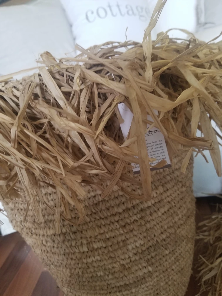 Set of 2 BRAND NEW 24" Boho Raffia Lampshades Retail $440 image indicator(6)