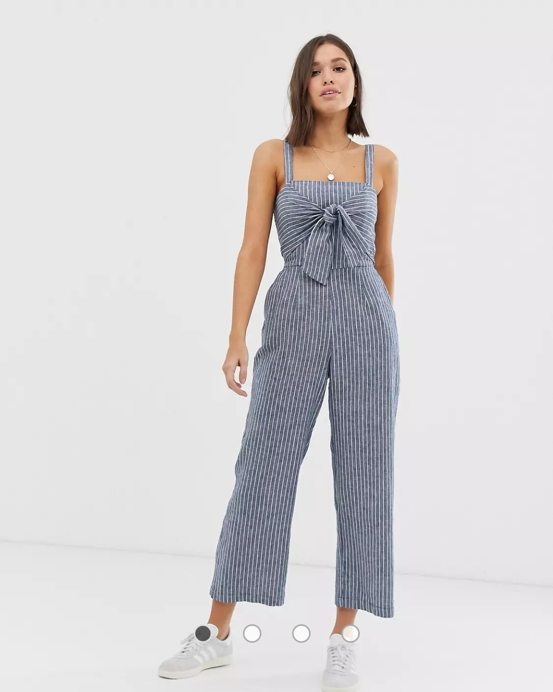 Abercrombie & Fitch denim tie front wide cropped jumpsuit XS - photo 2