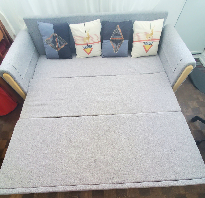 Light grey king-size sofa bed with 4 cushions - photo 4