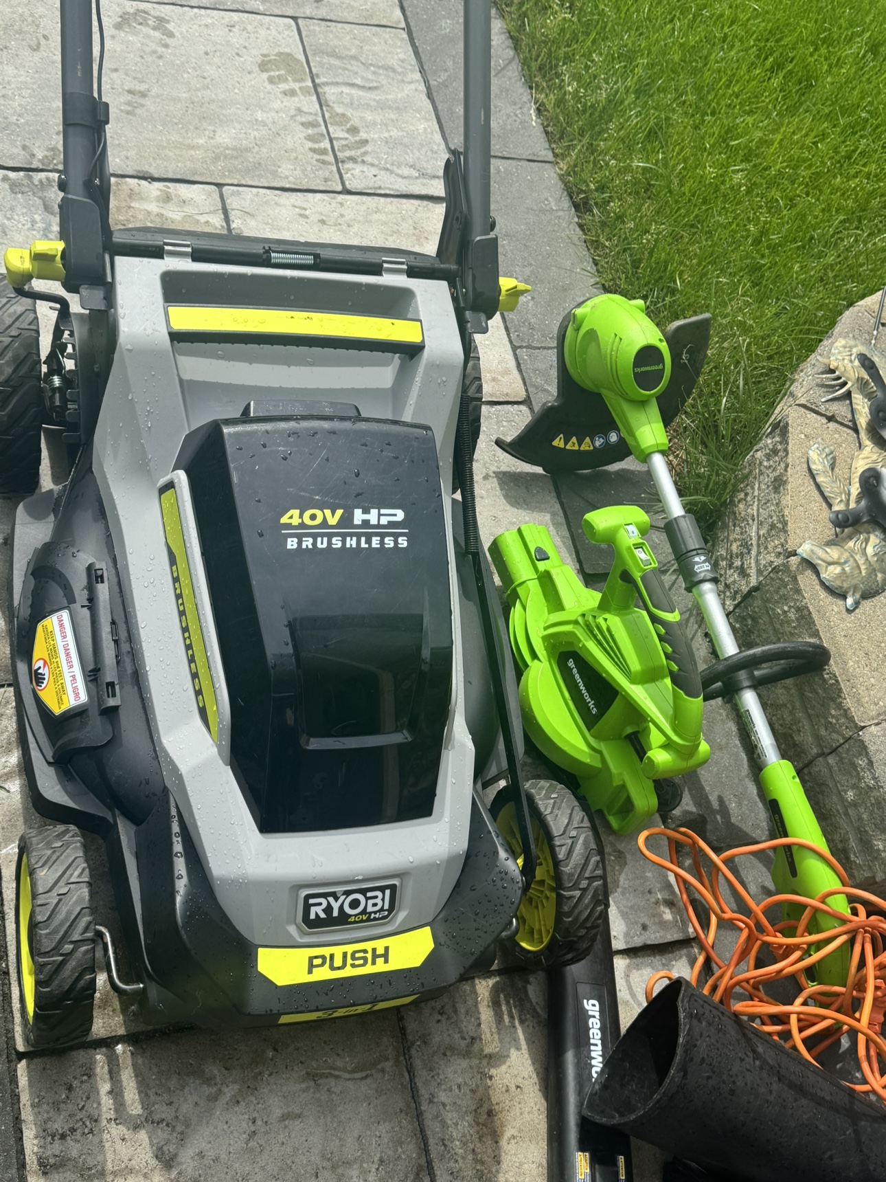 RYOBI 40V HP Brushless Lawn Mower & Greenworks String Trimmer - photo 3