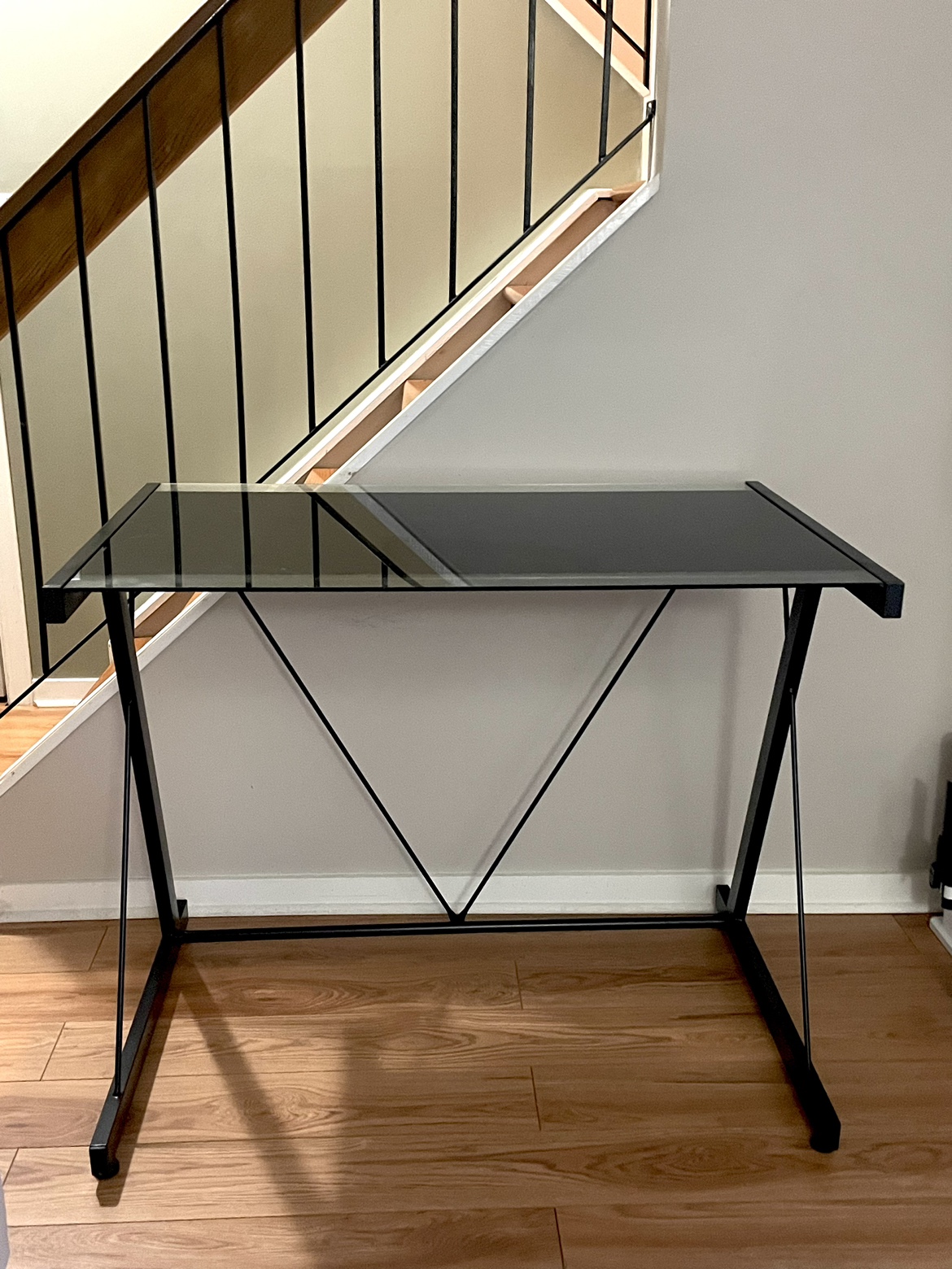 Glass Top Desk - Black