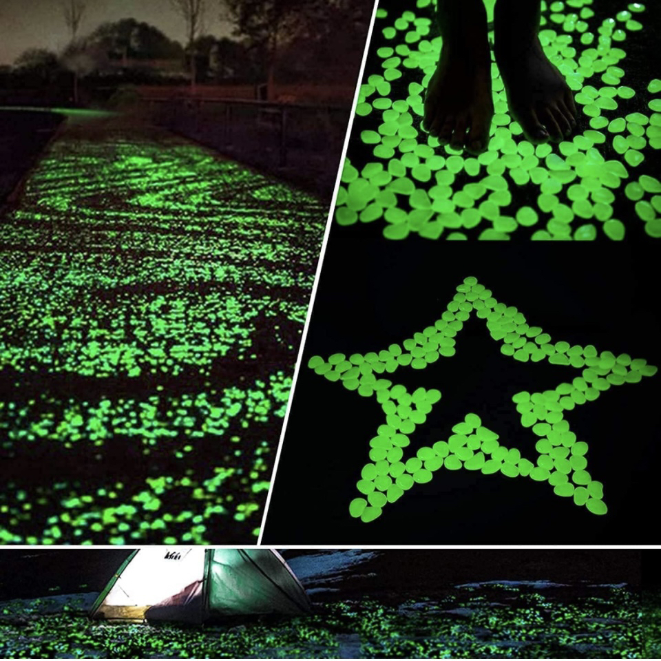 100 Pcs,Glow in The Dark Pebbles for Walkways Decor image indicator(2)