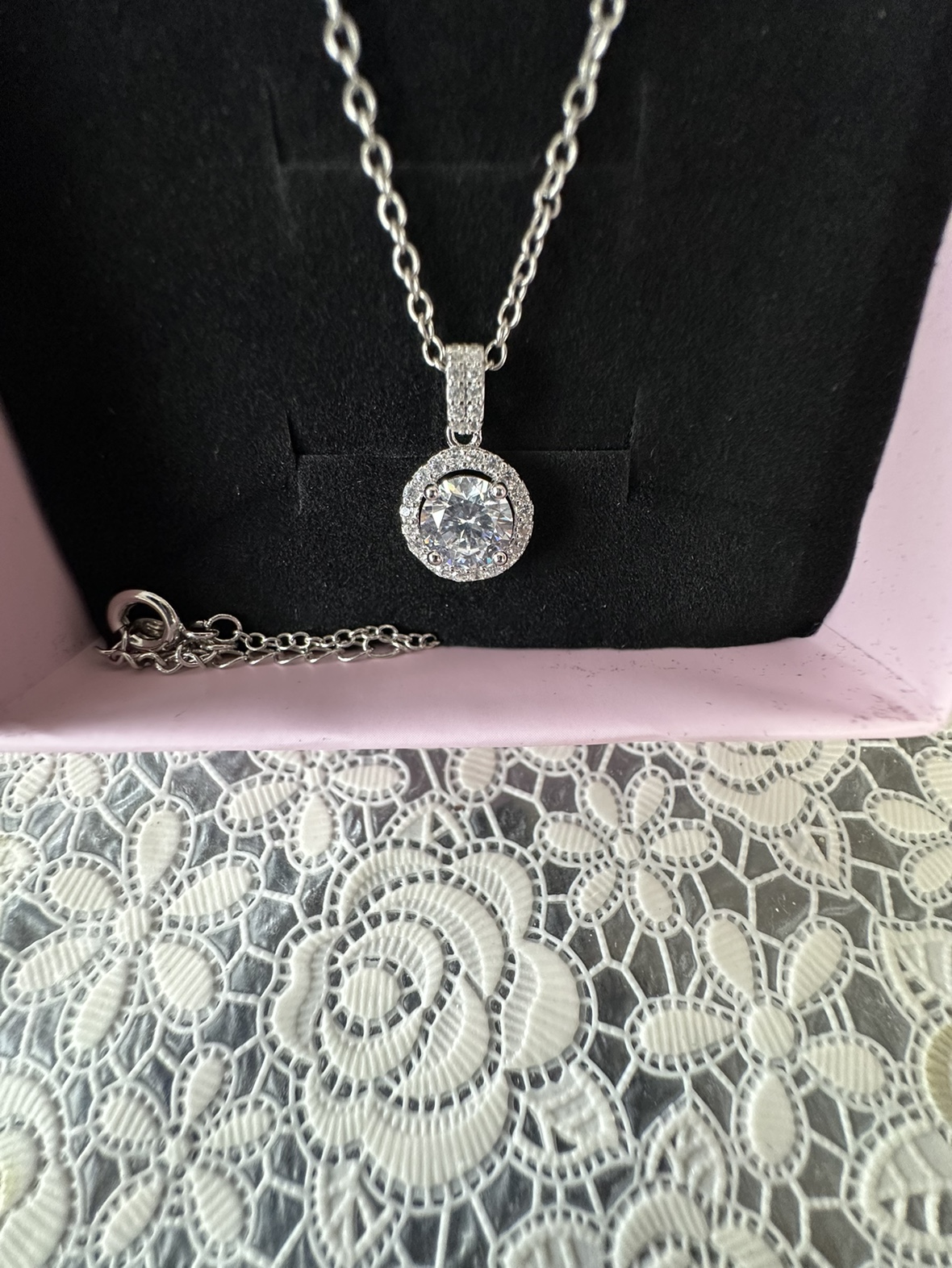925 Sterling Silver 1ct Moissanite Women's Necklace Hypoalle - photo 3