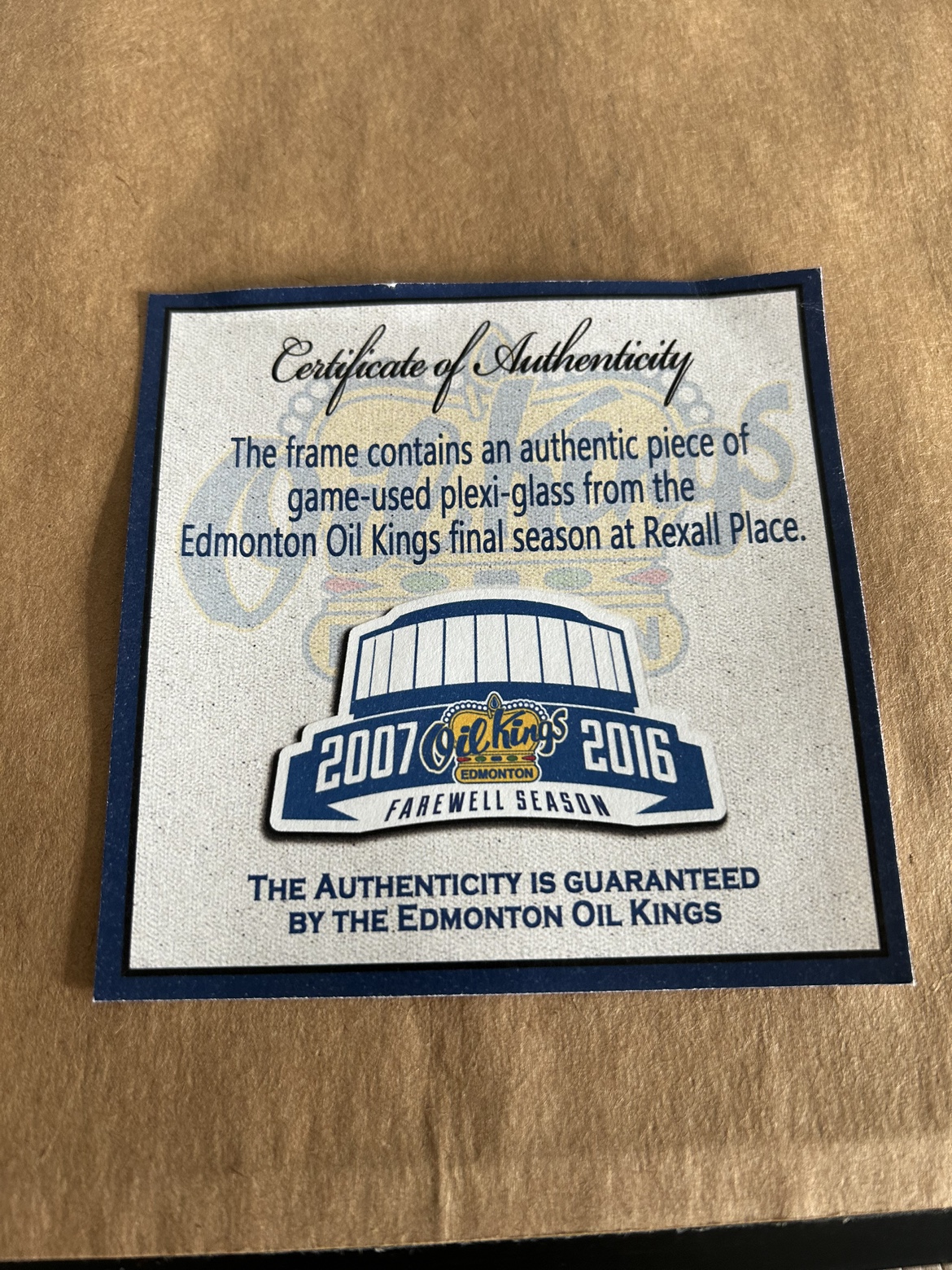 The frame with authentic from Edmonton Oil Kings final season image indicator(9)