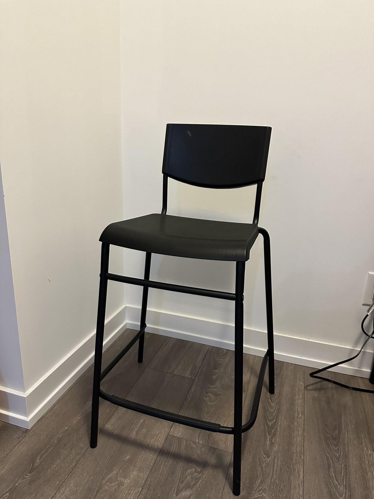 Bar stool with backrest, black/black, 63 cm (24 3/4 ") thumbnail