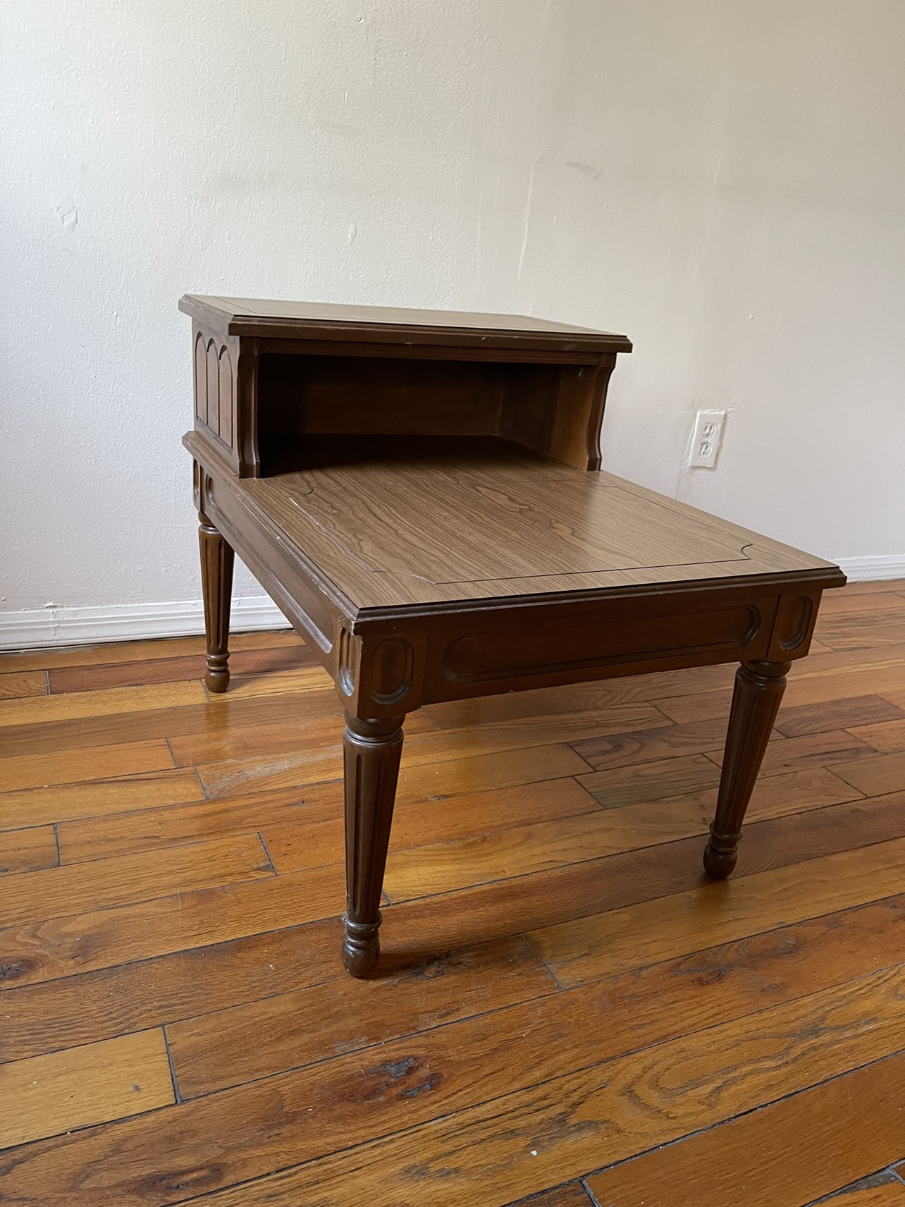 Antique wood side table / step end table - photo 2