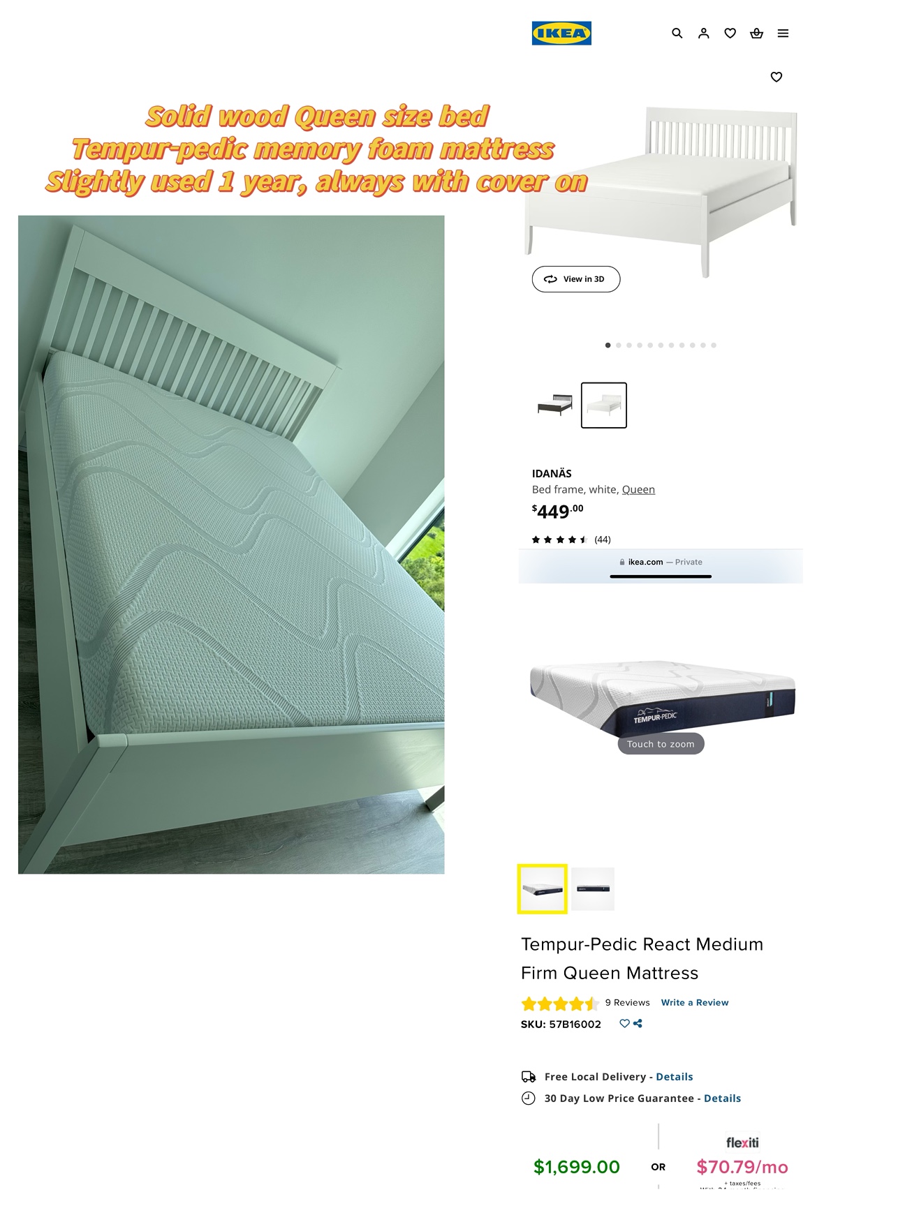 tempur pedic mattress + IKEA bedframe