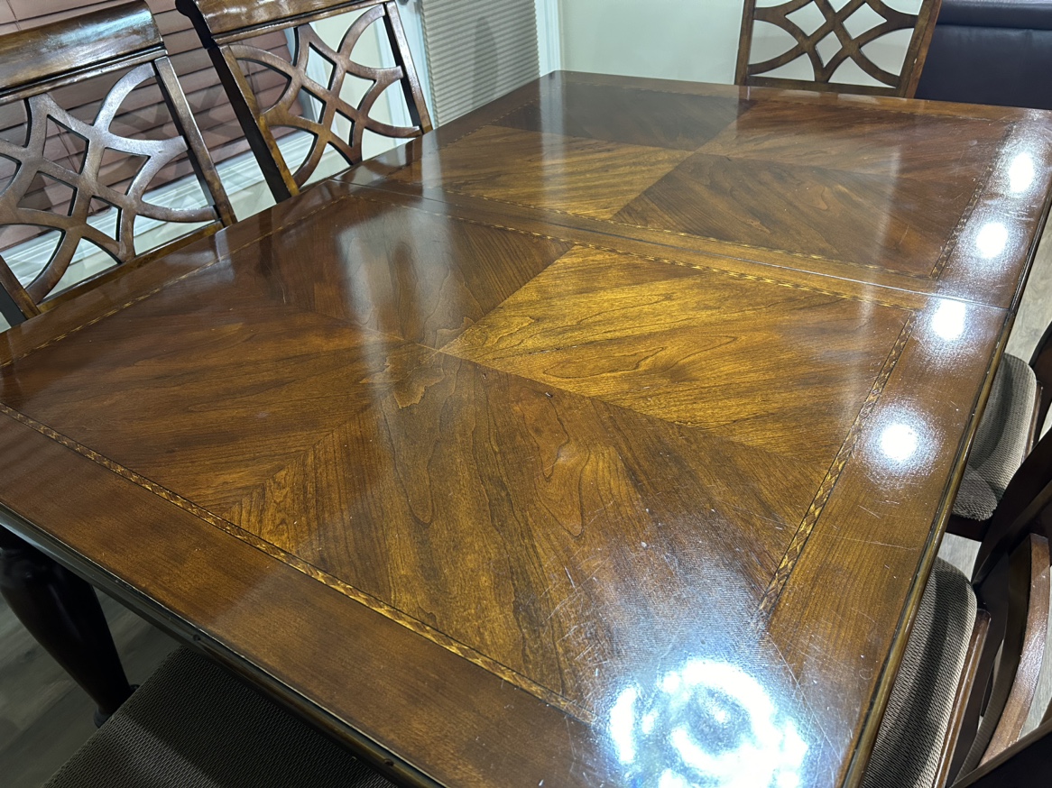 Brown Solid Wood Dining Table Set - photo 3