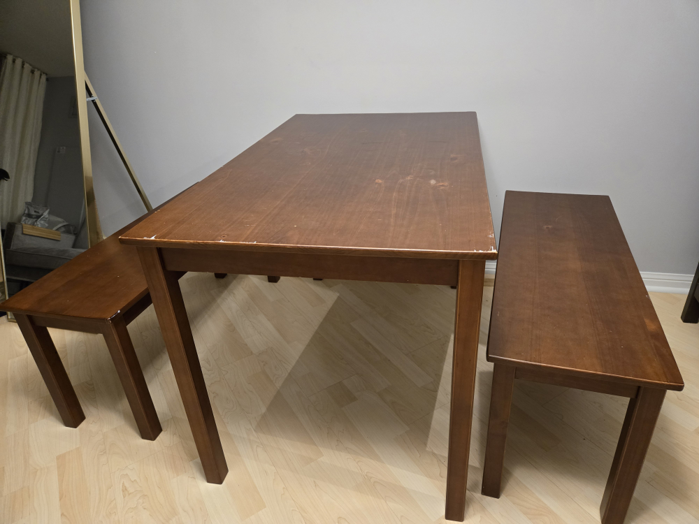 dining table and benches